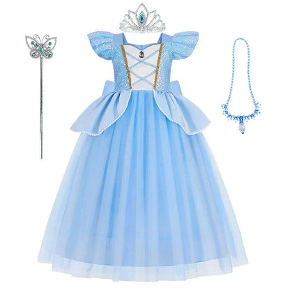 Deluxe Elegant Cinderella Princess Ball Gown Fancy Birthday Cinderella Party Dress Vestidos Costume Play Carnival Apparel