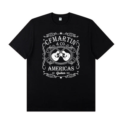 Martin Martin Guitarist Costume Rock Band T-shirt Men's Short Sleeve Instrument Print Cotton T-shirt Summer Clothing Tops Tee
