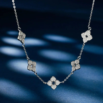 Full Moissanite Clover Necklace s925 Sterling Silver Chain Necklaces for Women Hypoallergenic Fine Jewelry Gift