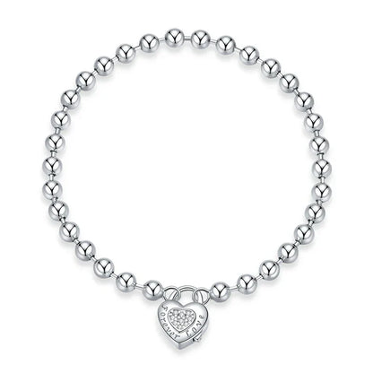 Silver Bead Chain Bracelet 925 Sterling Silver Simple Love Chain Women Fashion Basic Bracelets SCB203