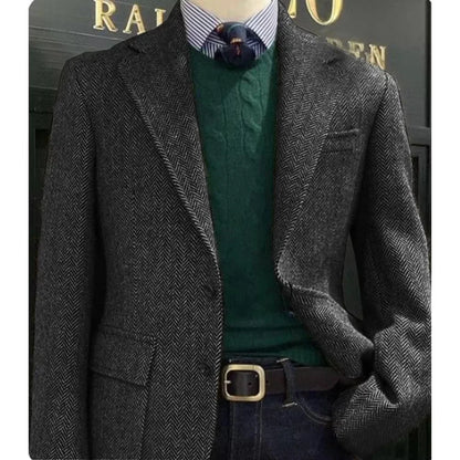 Elegant Mens Suit Jacket Herringbone Single Breasted Business Suit Blazer Casual Jacket Tailleur Fashion Slim Fit Comfortable