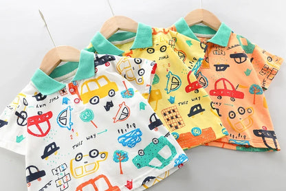 High-Quality Baby Boys Polo Shirt + Handsome Denim Shorts 2-Piece Set Children's Girls Clothing Summer