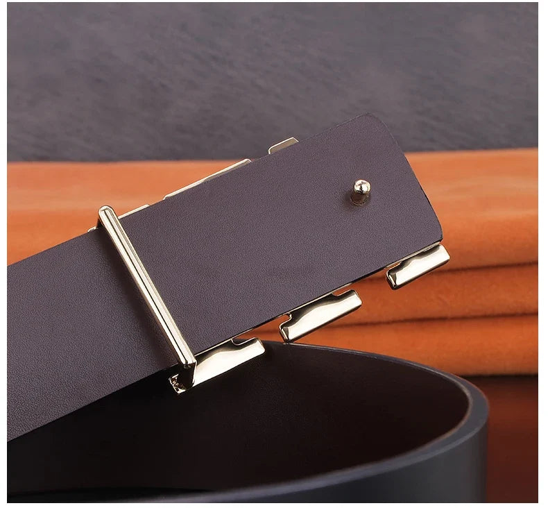 HigFashion Personality Buckle A Letter Belt Men's Leather Waistband Designer Luxury Brand Belts Casual Black Cowskin Waist Strap