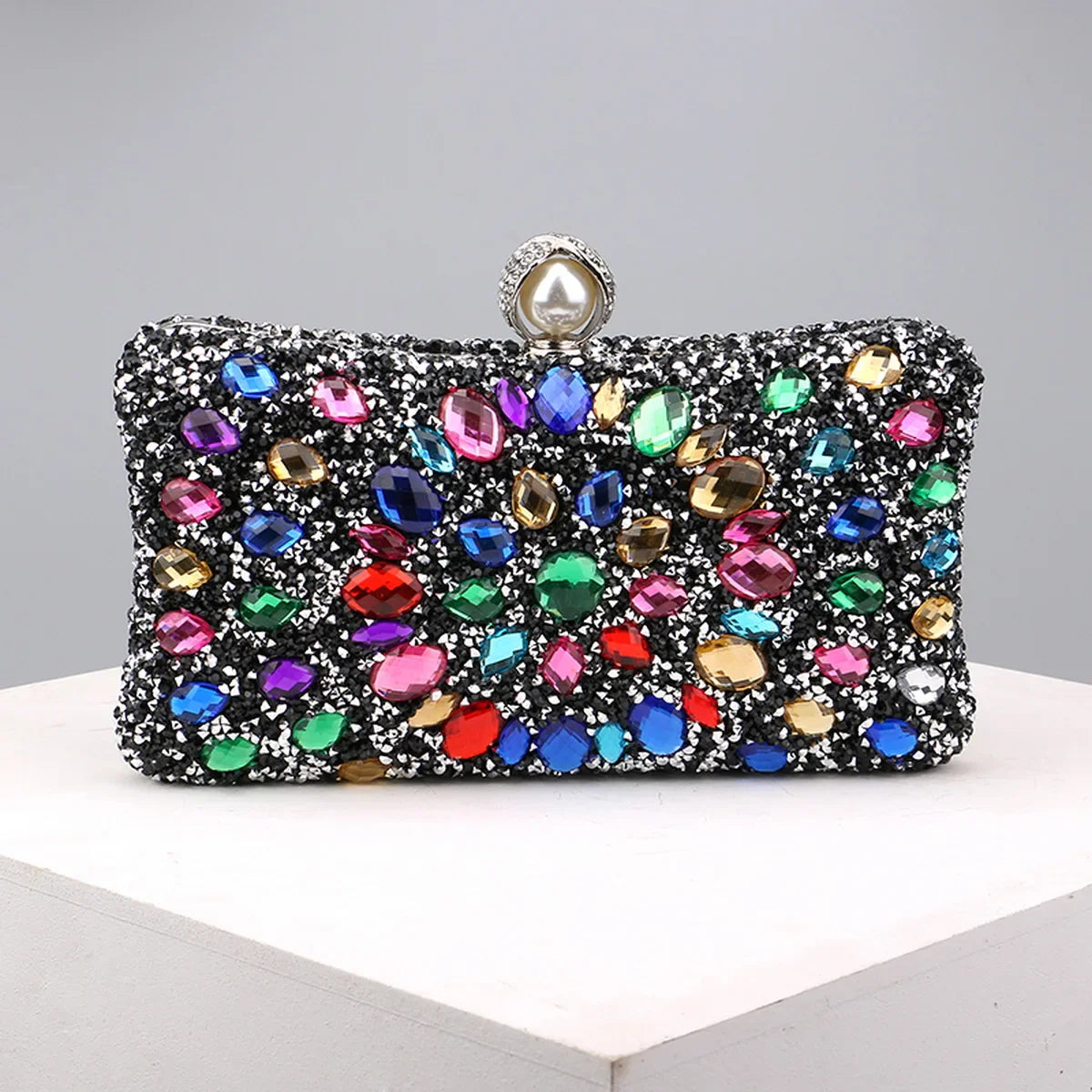 Full Diamonds Evening Bags Acrylic Flower Rhinestones Clutch Bags Metal Pearl Luxury Prom Wedding Dinner Handbags