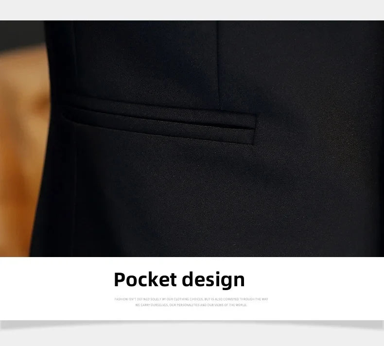 2024 Men's Slim Fit Long Sleeve Casual Suit Korean Trend Stand Collar Fashion Handsome Male Suit