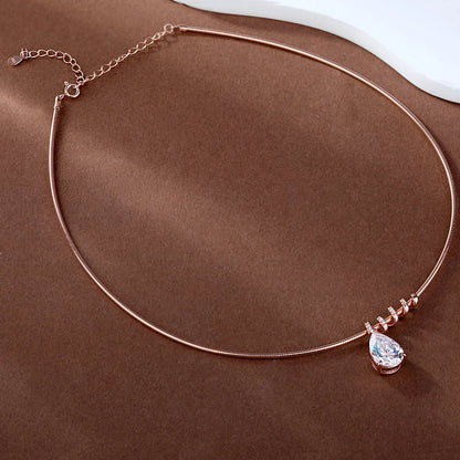 All Moissanite  Necklace with Waterdrop Snake Pendant 925 Sterling Silver 3/5Carat Pear Cut Lab Diamond Hard Choker for Women
