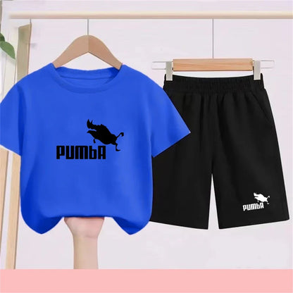 Summer Rabbit Graphics Boys Black Girls Pink Age 3-12 Tee+Shorts Suit Children Short Sleeve T-shirts Child  Casual Clothes