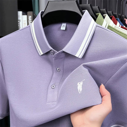 100% pure cotton short sleeve polo shirt high-end brand Paul Pony embroidered stripe summer luxurious breathable men's T-shirt