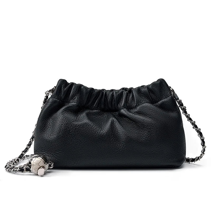 Genuine Leather Women Shoulder Bags Luxury Brand Small Chain Flap Bags for Ladies Handbag Natural Cowskin Female Crossbody Bags