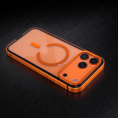 High End Metal Frame Phone Case, For IPhone 17 Pro 17 Promax Magsafe Magnetic Charging HD Backplate Phone Protection Cases