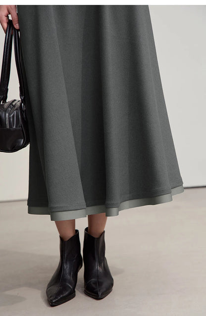 Elegant Skirts For Woman 2025 Winter New Commuter Style A-Line Mid-Calf Skirt Loose Solid Versatile Woman Clothes 12544126
