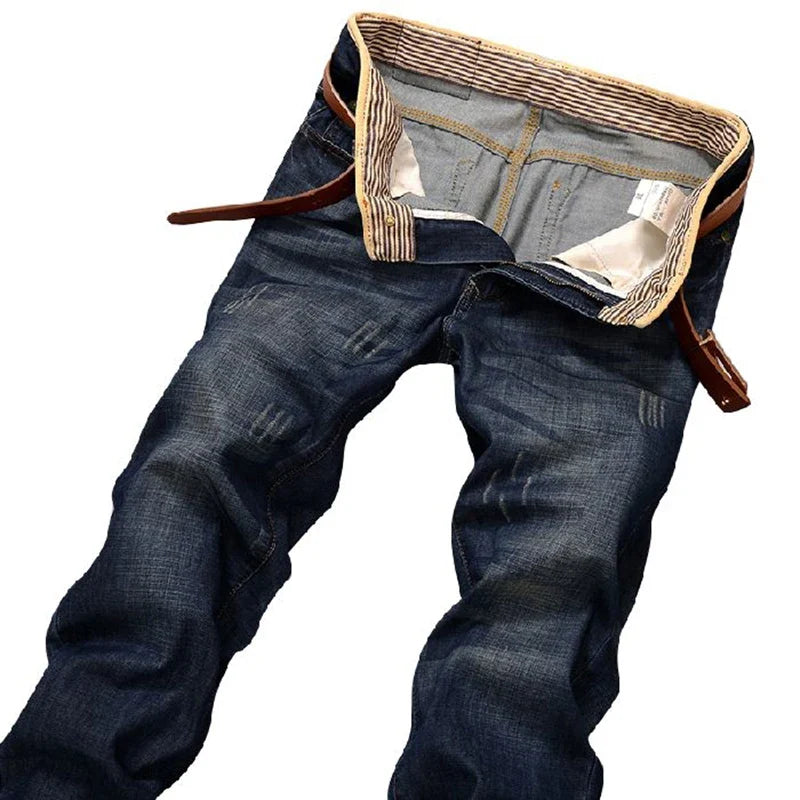 2026 New Men's Jean Spring Autumn Straight Trendy Pants Casual Denim Trousers Men Classic slim Stretch Jeans Fashion