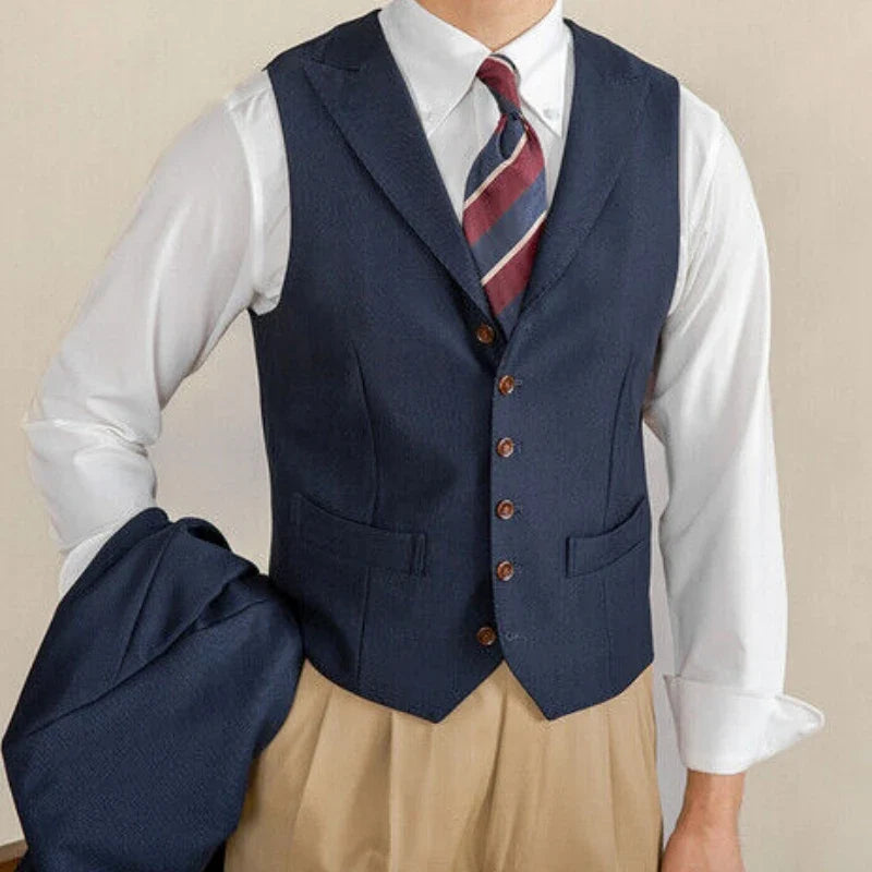 Men Vest White Collar Vintage With Lapel Single Button Waistcoat For Wedding Groom Banquet Temperament Slim Men Suit Vest