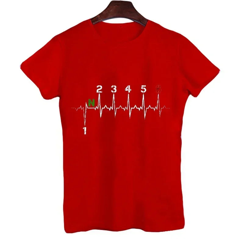 Men Brand T-shirts Motorcycle Gear Shift 1n23456 Heartbeat Ekg Pulse Print T Shirt Men Teeshirt Tshirt Short Sleeve T Shirts Men