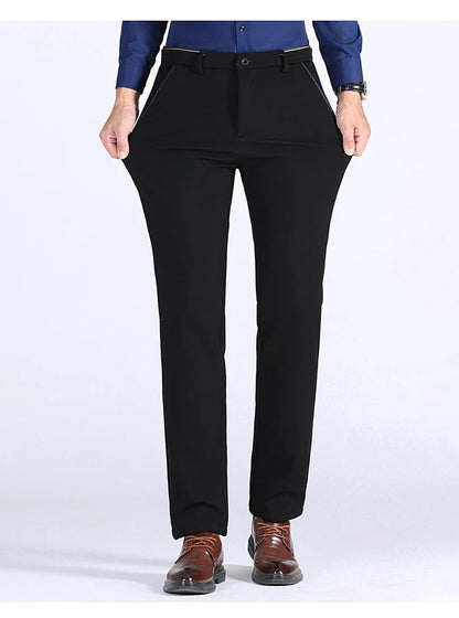 2025 Winter New Thickened Straight Slim Warm Business Casual Office Male Velvet Trousers Classic Men's Fleece Casual Pants