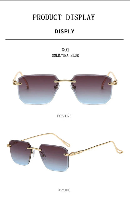 2024 Rimless Sunglasses Women Trendy  New Square Fashion Glasses Vintage Luxe Lentes De Sol Mujer Lunette Soleil Femme Okulary