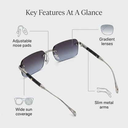Square Sunglass Men Luxury Rimless Sunglasses Women Vintage Vacation Fashion Glasses Lunette Soleil Femme Gafas De Sol Hombre