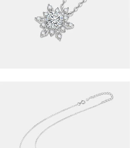 1CT moissanite necklace for women S925 pure silver snowflake design laboratory diamond pendant luxury party jewelry
