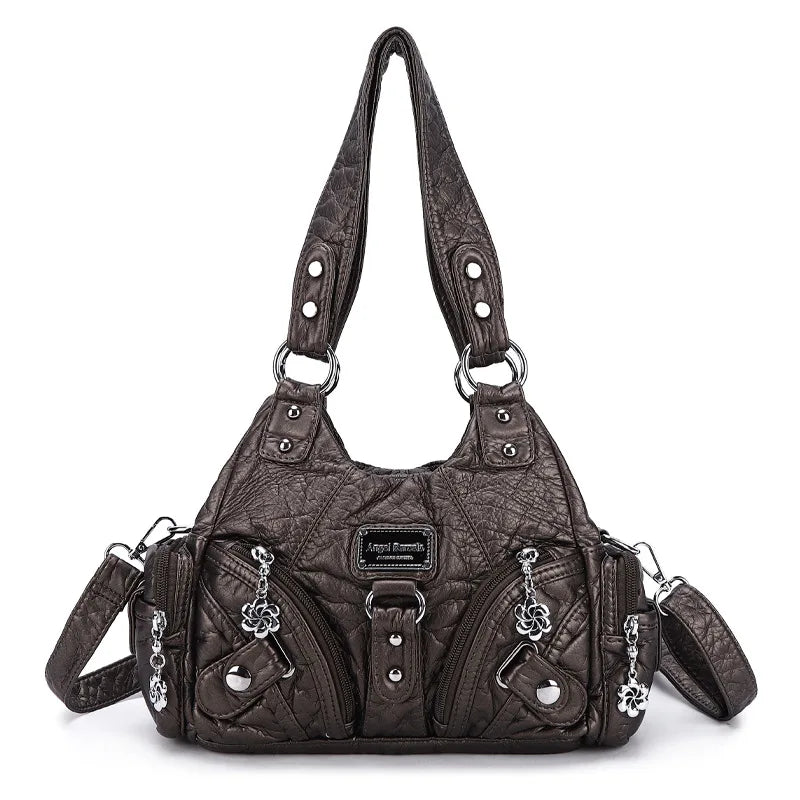 Vintage Women Handbags Soft Bag Small Top-handle Purse Fashion Satchel Multi-Pockets Shoulder Bag Hobos Phone Pack Tote Bag