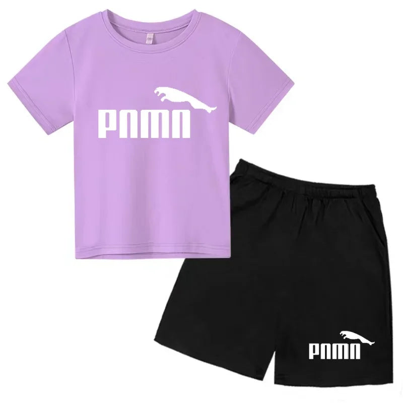 Des vêtements esthétiques pour les enfants de 3 à 12 ans, T-shirt imprimé avec des lettres, blouse à manches courtes et pantalon