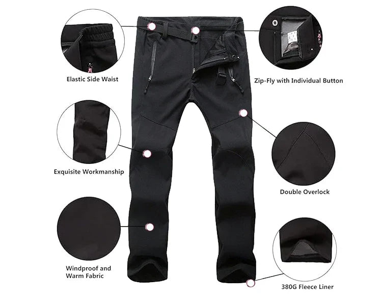 Women Winter Ski Trekking Pants Hiking Snow Autumn Outdoor Soft Shell Thick Cloth Keep Warm Windproof Warm Camping Trousers