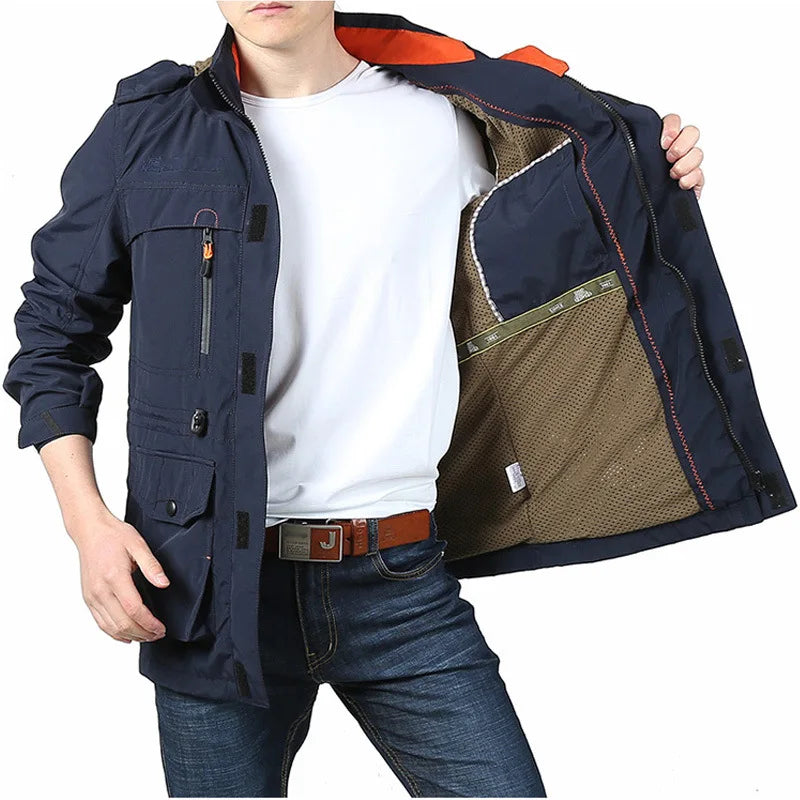 2024 Business Casual Jackets Man Sports Coat Spring Windproof Hooded Jackets Quick Drying Lightweight Outdoor Climbing Outwear