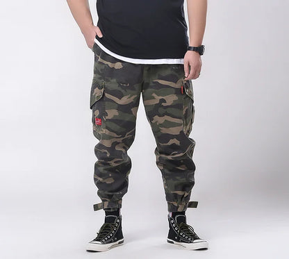 Big Size Men's Cargo Pant Elastic Waist Cotton Jogger Trouser Male Camouflage Loose Spring Pocket Extra Large Plus Baggy Hip Hop