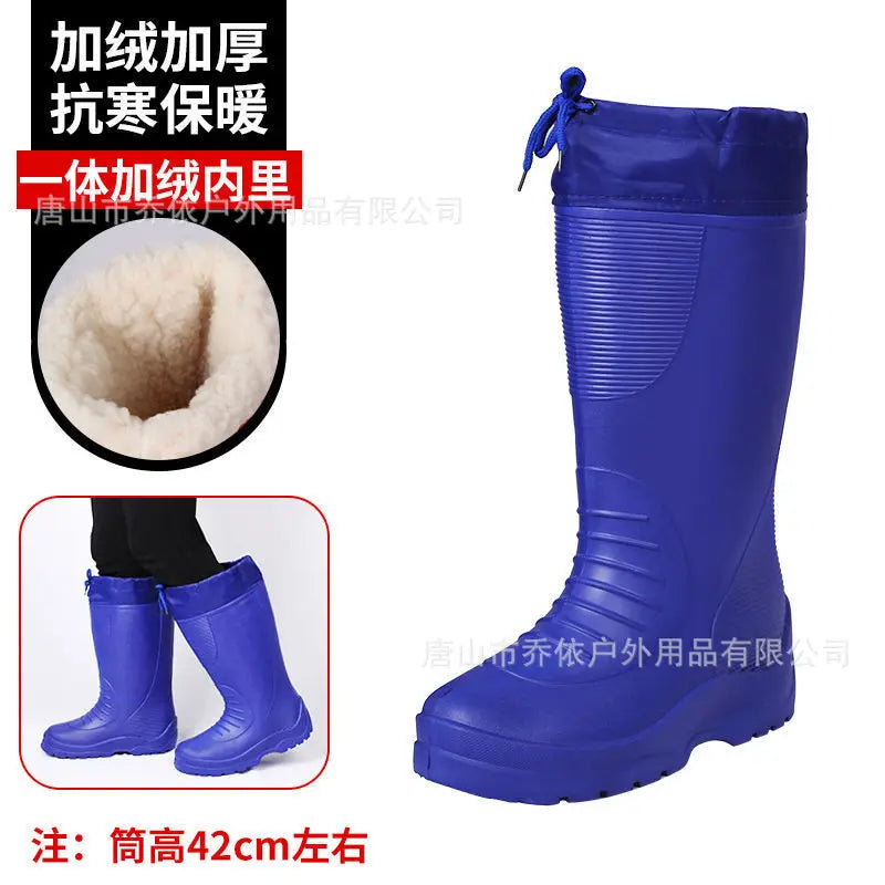Men's Women's High-End Rain Boots Closed Rainproof and Waterproof Short and Mid.Calf Length Non-Slip Drawstring Rubber Boots