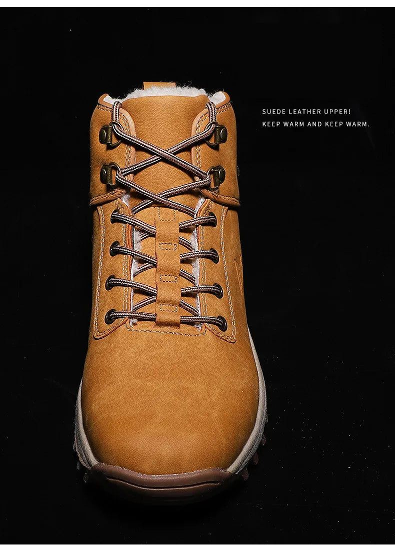 2024 Fashion Outdoor Winter Snow Boots For Men Male Sneakers Adult Quality Rubber High Top Super Warm Plush Warm Ankle Boots