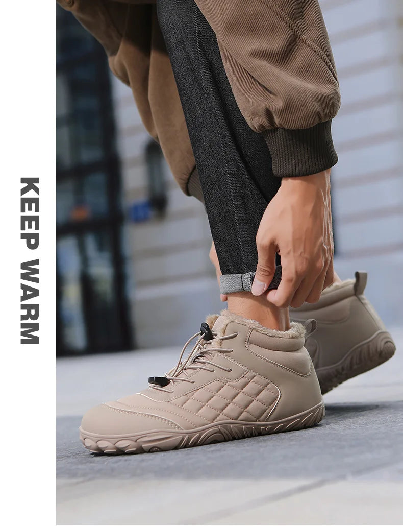 New Winter Booties Outdoor Waterproof Barefoot Boots For Men Ankle Boots Plush Warm Snow Shoes Non-slip Casual Sneakers Big Size