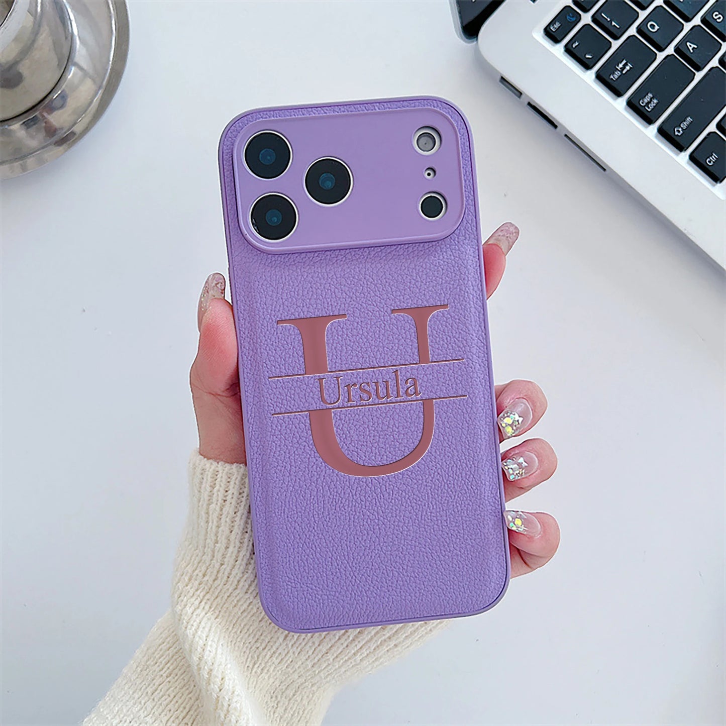 Custom Capital Letters Name Artificial Leather Multicolored Phone Case Gift For iPhone 17 16 15 14 13 12 11 Pro Max 17 Air Plus