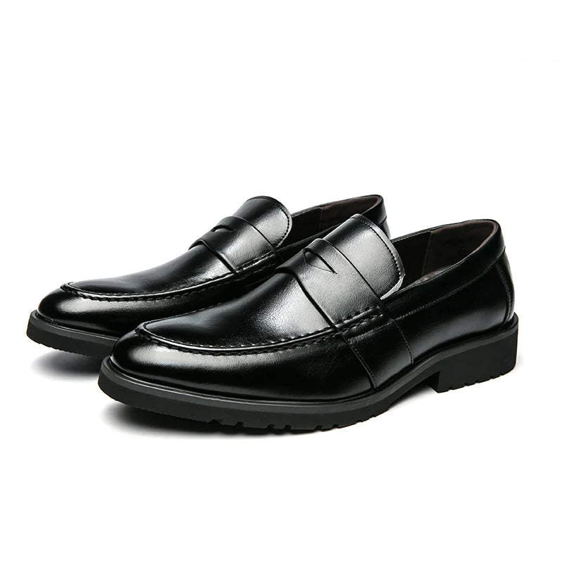 Mens Casual Leather Breathable Business Designer Brand Office Loafers Formal Classic Smile Footwear Dress Shoes for Men Flats 48
