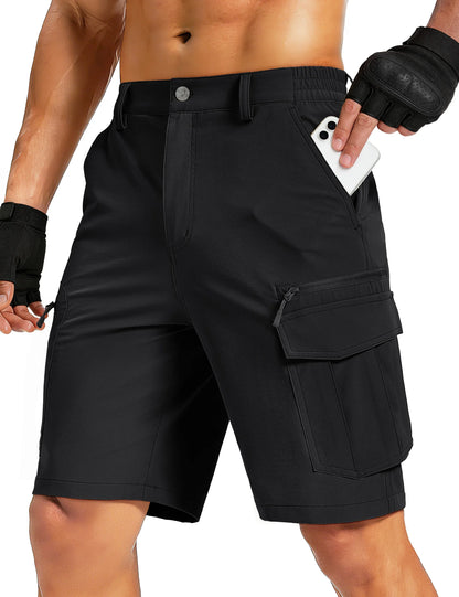 UPF 50+ Hiking Cargo Shorts with 7 Pockets Men 9" Quick Dry Lightweight Nylon Shorts Outdoor Work Shorts Fishing Casual
