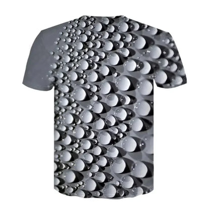 Men's 3D printed T-shirt, oversized loose fitting clothing for men, retro fashionable short sleeved top, fun and affordable roun