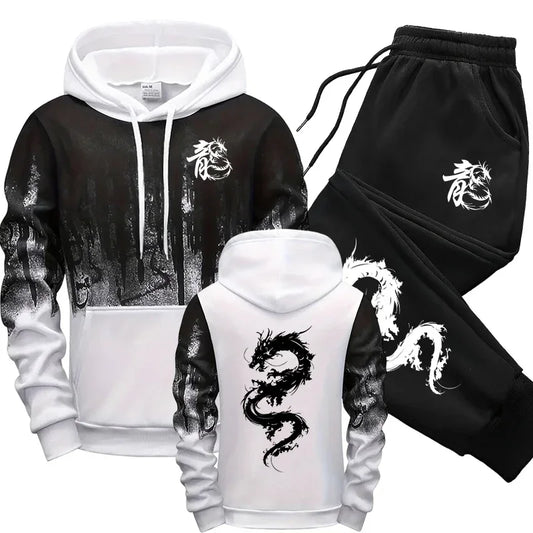 Fashion Men Single Piece Sweatshirts Sweatpants Versatile Men's Tracksuit Casual Comfort Daily Sports Simple Splashed Ink Hoodie