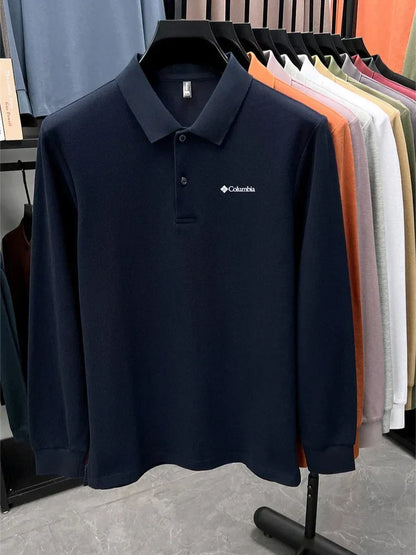 High end brand Polo shirt long sleeved fashionable printed men's top spring 100% cotton skin friendly comfortable casual T-shirt