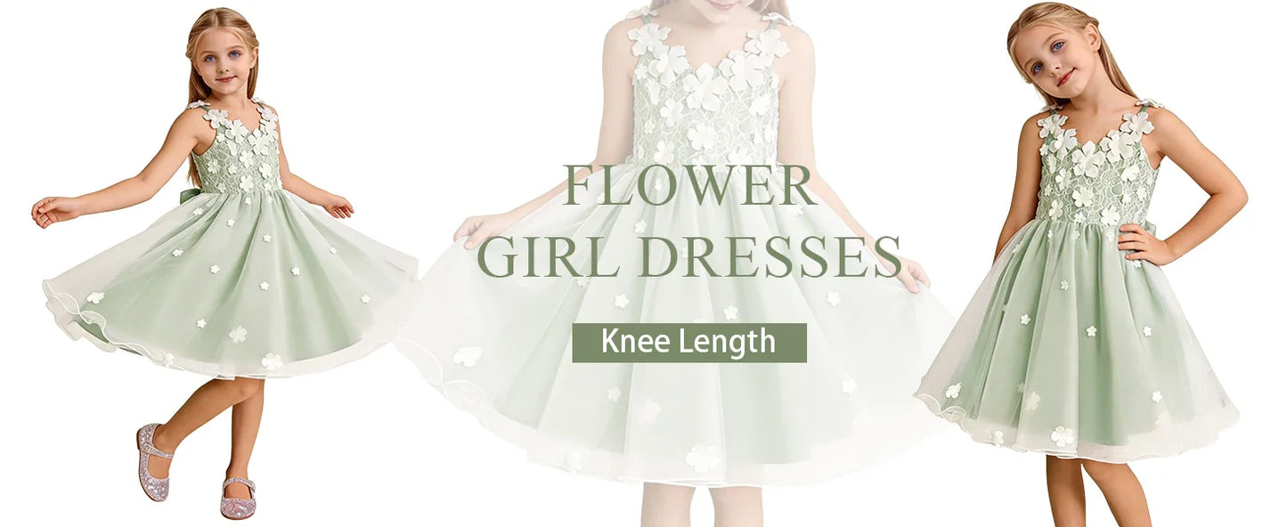 Snvdzo Princess Girls Lace Flower Girl Dress 3D Floral Sleeveless Tulle Princess Wedding Pageant Party Dresses 2026 with Big Bow