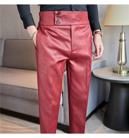 High-end Fashion Glossy Jacquard Design High Waisted Trousers Neapolitan Draped Casual Business Formal Office Social Suit Pants