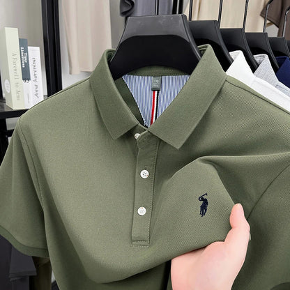 High end designer brand short sleeve polo shirt men's summer breathable trend golf pony embroidery business casual Paul T-shirt