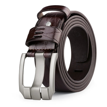 Pure Leather Belt, Men's Casual Leather Belt, Young People's Needle Buckle Denim Belt