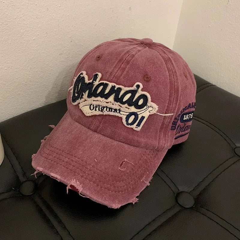 Hip Hop Holes Baseball Hat For Men Women Retro Washed Cotton Peaked Cap Fashion Snapback Sun Visors Punk Letter Bonnet кепка y2k