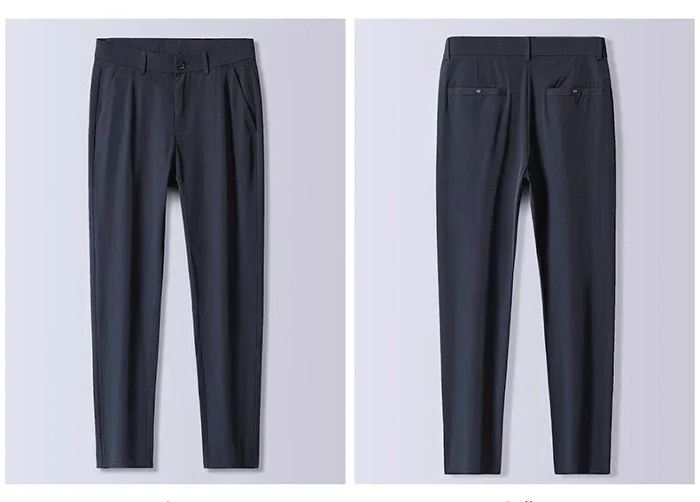 Summer New Stretch Soft Suit Pants Men Thin Fashion Business Elastic Waist Korean Slim Brand Clothes Casual Formal Trousers Male