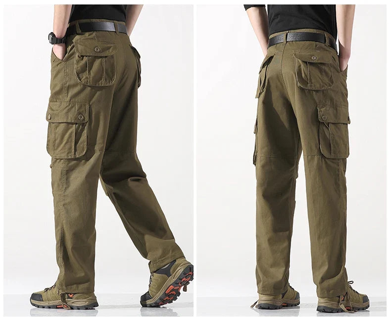 Male Cargo Pants Tactical Cotton Overalls Outdoor Utility Work Trousers Relaxed Fit Big Size Hombre Clothing