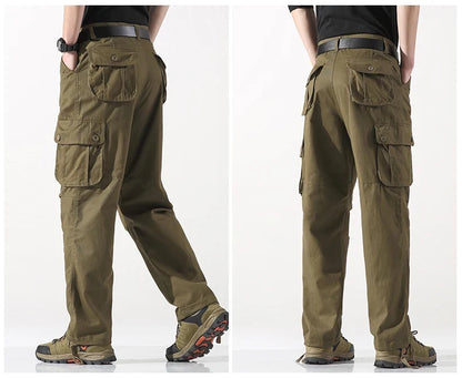 Male Cargo Pants Tactical Cotton Overalls Outdoor Utility Work Trousers Relaxed Fit Big Size Hombre Clothing