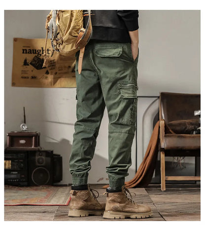 Length Men's Cargo Pant Cotton Stretch Casual Camouflage Trouser Male Camo Cuff Jogger Multi Zip Pocket Outfit Zipper Tied