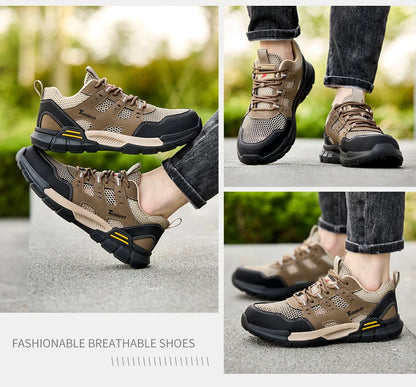 Men's safety shoes, anti smashing and anti stabbing work shoes, lightweight and breathable safety boots, tactical boots