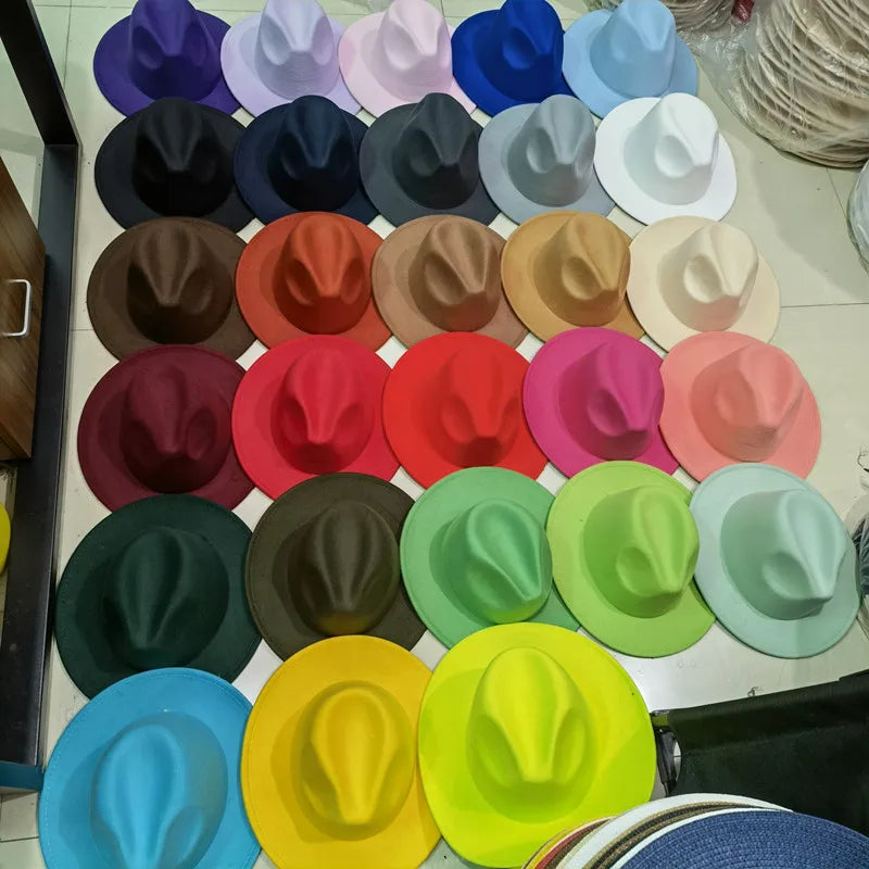 Fedora Hat Women Winter Hats for Women Ribbon Band Men's Hat Wide Brim Classic Beige Wedding Church Bowler New Cap chapeau femme