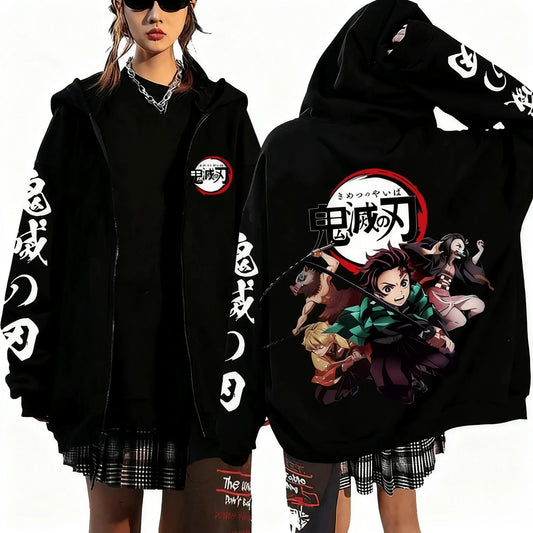 New Year Hot Selling Men's Devil Killer Anime Zipper Hoodie Men's and Women's Sportswear Street Wear Autumn and Winter Fashion