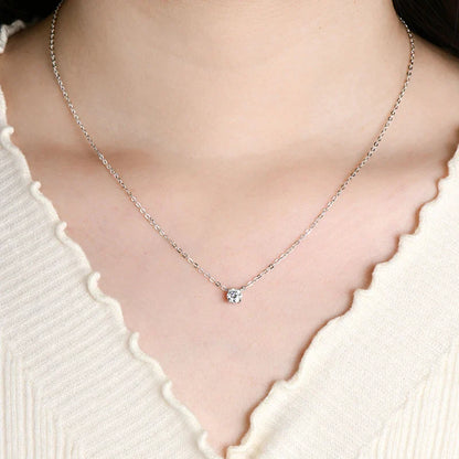 Certified 4mm/5mm Moissanite Pendant Necklace For Women Exquisite 14K Gold Filled Solitaire Drop Necklaces Jewelry Gift