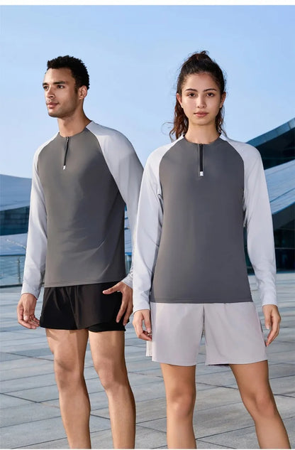 Outdoor Sports Stand-up Collar Long-sleeved Quick-drying Clothes Autumn Half-zipper Top Cycling Running Yoga Gym Fitness T-shirt
